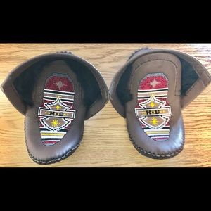Handmade hand stitched leather beaded moccasins